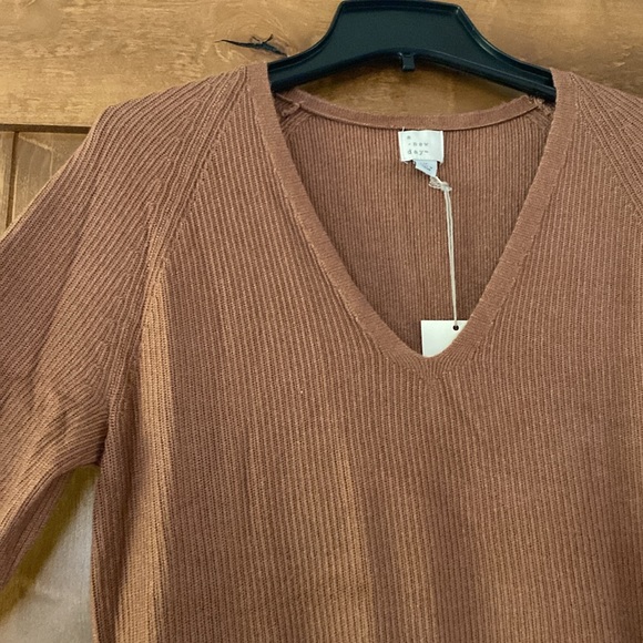 A new day womens brown v neck sweater dress - Picture 3 of 4